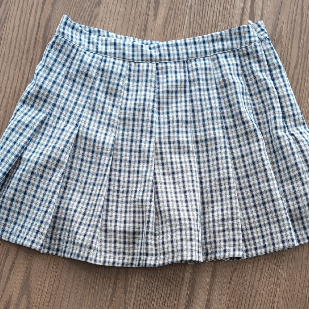 Blue and White Plaid Women's Large Skort By Altar'd State